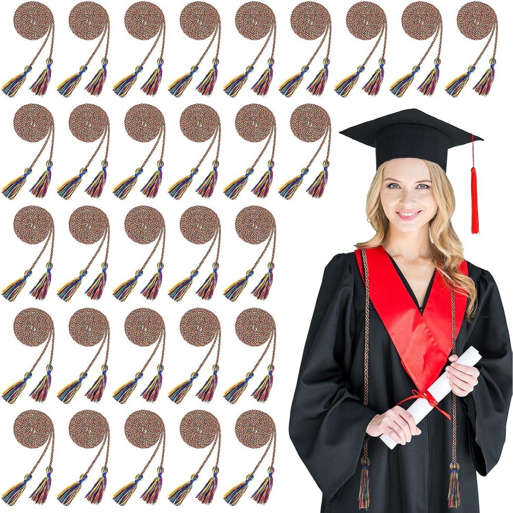 30 Pcs Graduation Honor Cords Gold Red Dark Blue Twisted Cord Set YX2860